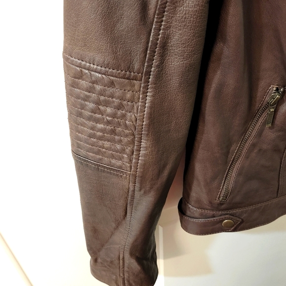 CORBANI Womens Asymmetrical Leather Jacket – Genuine Lambskin Leather (Brown XS) - Picture 7 of 10